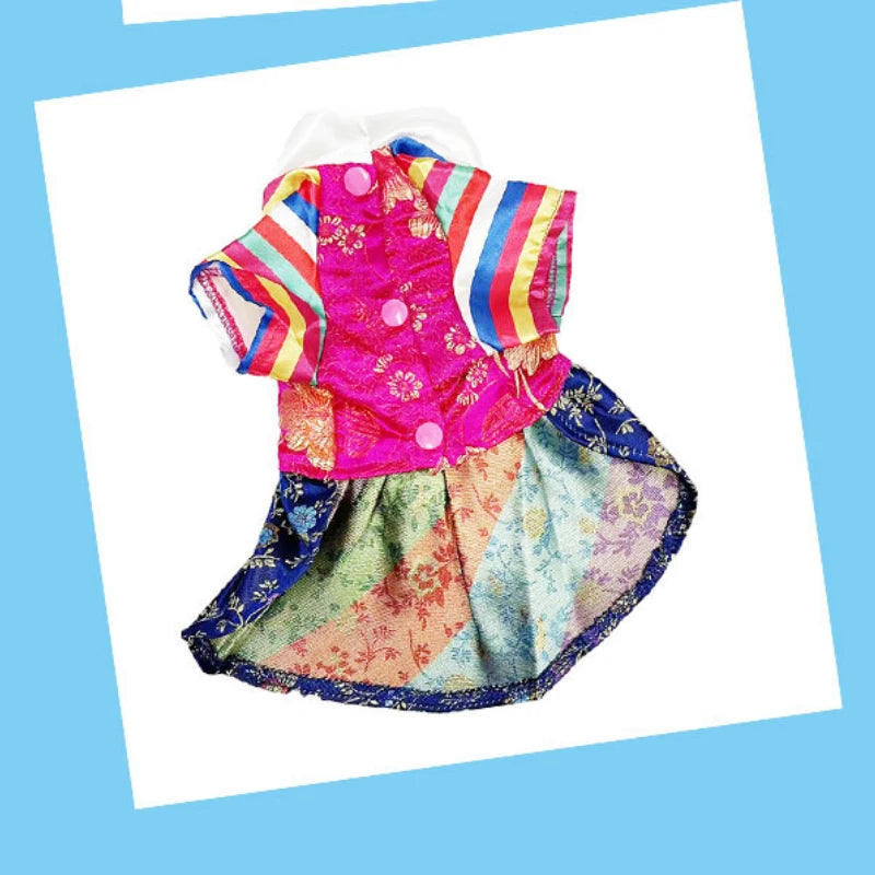 New Fashions Traditional Embroidery Hanbok Style Pet Dogs Girl Dress Jumpsuit Jacket For Boy Couple Clothing