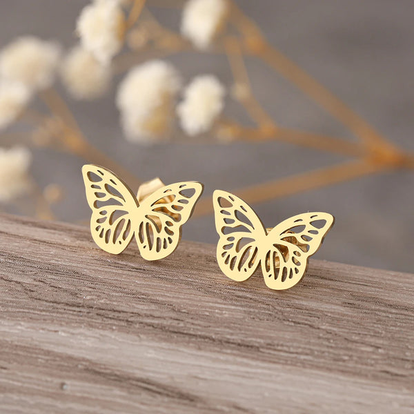 Stainless Steel Earrings 2022 Trend Mini Delicate Delicate Butterfly Charms Fashion Stud Earrings For Women Jewelry Party Gifts