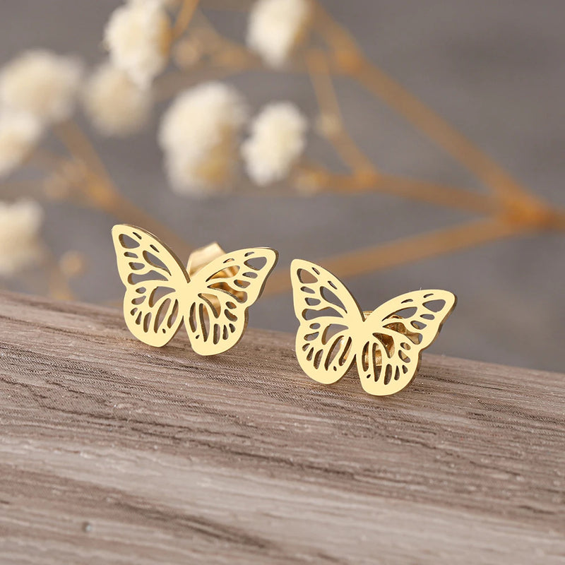 Stainless Steel Earrings 2022 Trend Mini Delicate Delicate Butterfly Charms Fashion Stud Earrings For Women Jewelry Party Gifts