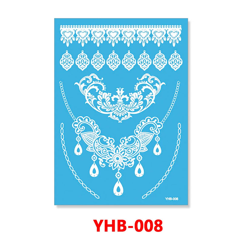 1PC Hanna Lace Tattoo Sticker White Silk Printing Waterproof Disposable Tattoo for Arm Sexy Bracelet