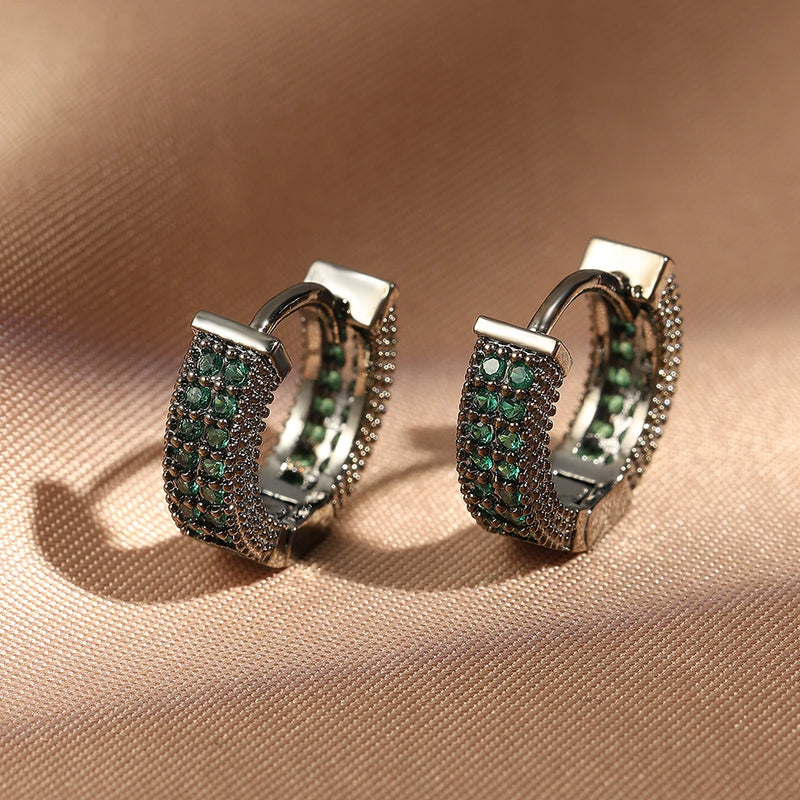 Luxury Cubic Zirconia Gold Color Zircon Hoop Earrings For Women Luxury Circle Crystal Girls Party Jewelry