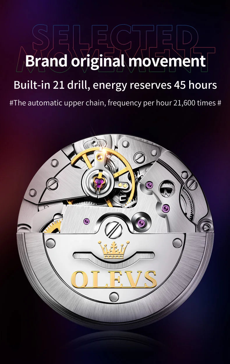 OLEVS Men Automatic Watch Luxury Diving Watch Waterproof Luminous Stainless steel Business Mechanical Watch for Men reloj hombre