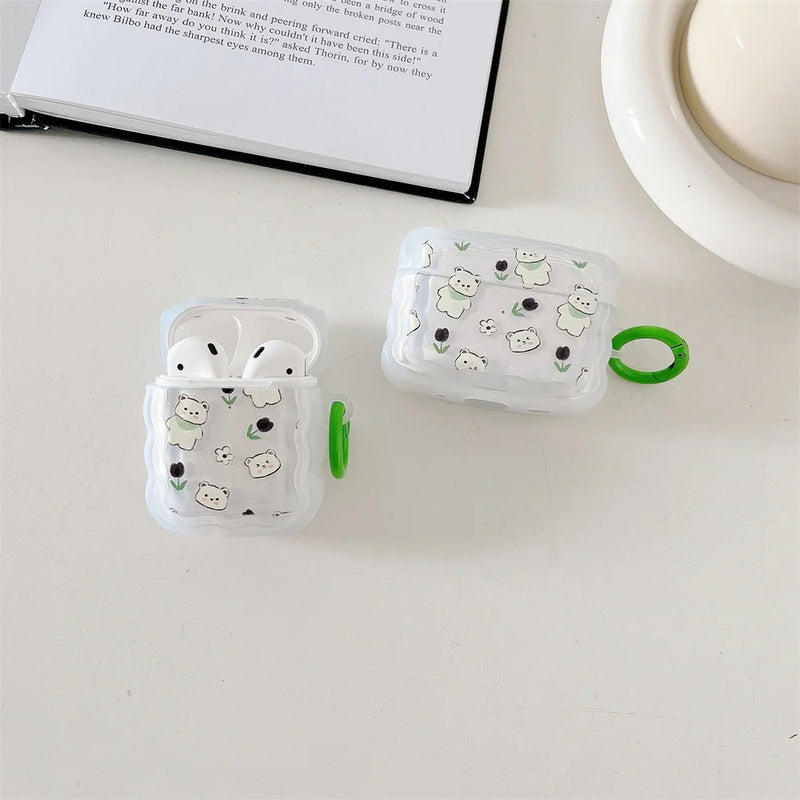 Cute Cartoon Wave Lovers Cover For Apple Airpods Pro 2nd Fashion Smile Heart Earphone Protector Cases for Airpods 1 2 3 Keyring