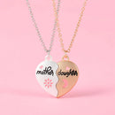 Lovecryst 2Pcs/set Heart-shaped Letter Mother and Son or Daughter Mother's Day Necklace for Love Parent Child Jewelry Gifts
