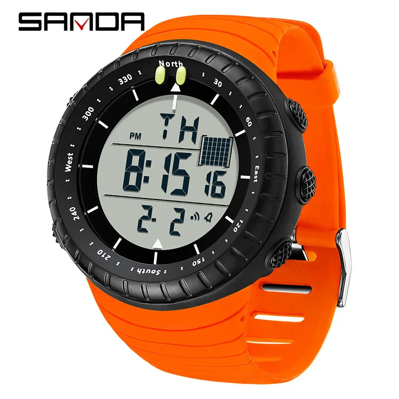 SANDA Men's Electronic Watch Outdoor Sports LED Analog Digital Alarm Clock Chronograph Multifunction Waterproof Men's Wristwatch