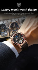 POEDAGAR Tourbillon Automatic Mechanical Wristwatch Waterproof Luminous Date Week Leather Men Watch Luxury Fashion Men's Watches