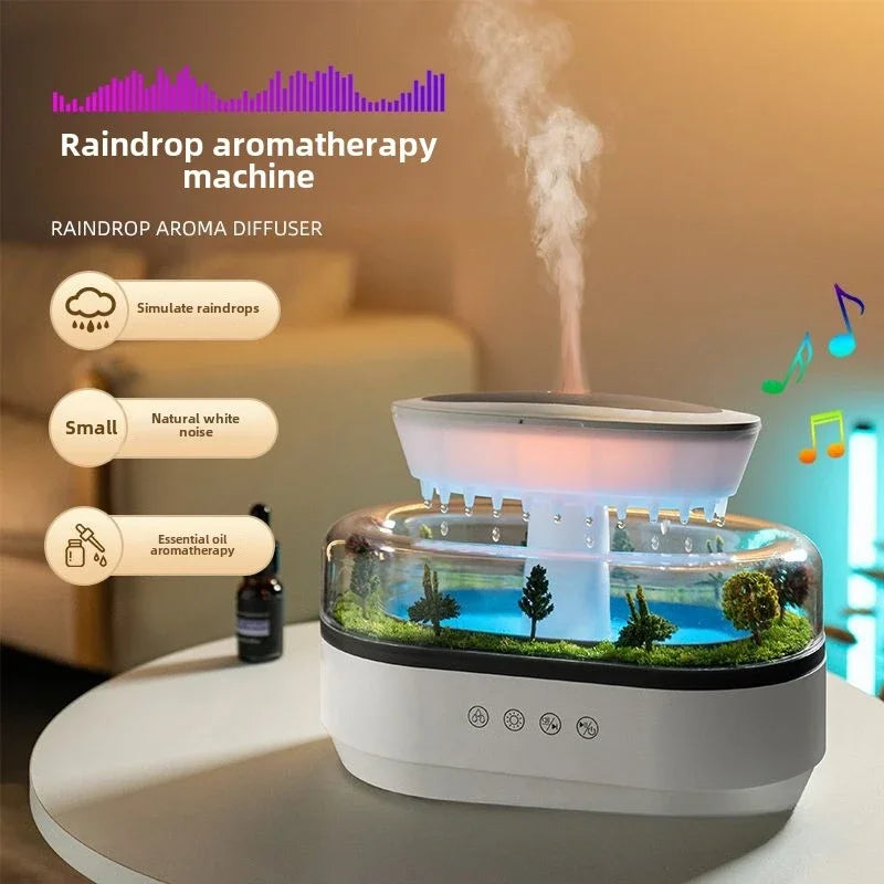 Rain Cloud Air Humidifier Water Drip Micro Landscape Essential Oil Diffuser with 7 Night Light Cool Mist Humidifier for Bedroom