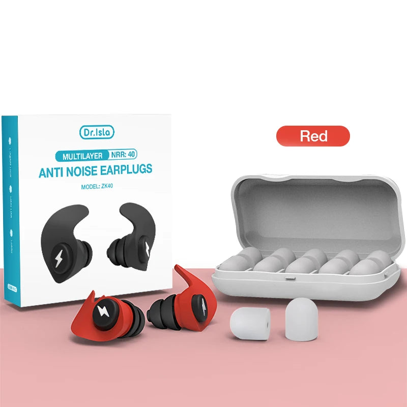Dr.isla 6Pcs 3 Layer Soft Silicone Ear Plugs Tapered Sleep Noise Reduction Earplugs Sound Insulation Ear Protector