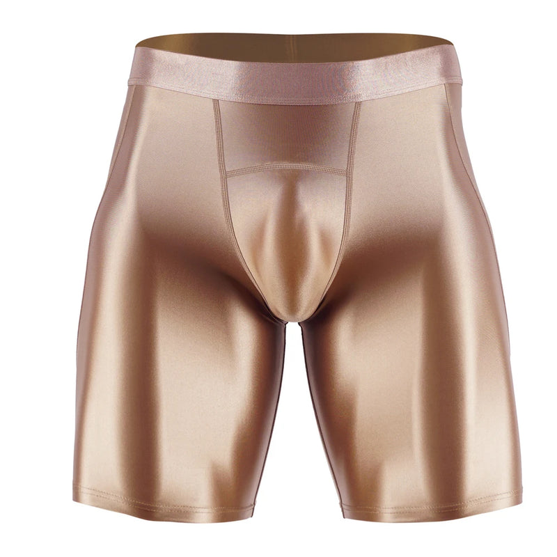 Men Thin Fitness Tights Summer Slim Bottoms Satin Glossy Leggings Streetwear Athletic Pants Quick-drying Skinny Sports Shorts