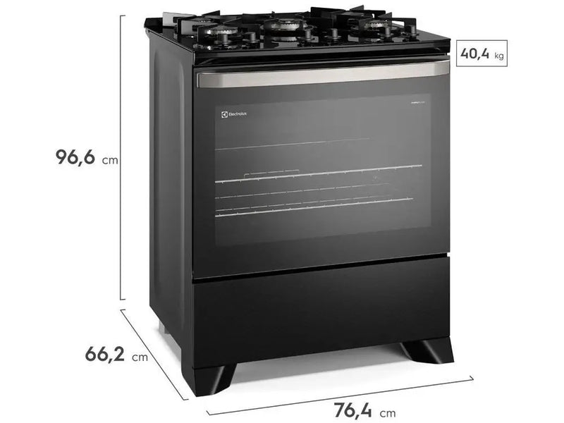 5-Bocas Electrolux Stove Black Glass Table VaporBake FE5GP - Bivolt