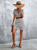 Summer Short Boho Dress Women V Neck Print Floral Party Dress Ladies Bohemian Flower Mini Dress For Women