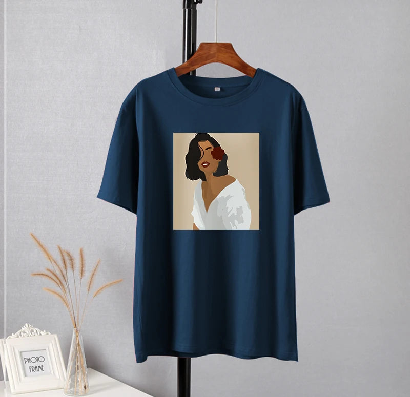 Hirsionsan Aesthetic Figures T Shirts for Women Summer Simple Soft Cotton Basic Tops Female Oversized Korean Short Sleeve Tees