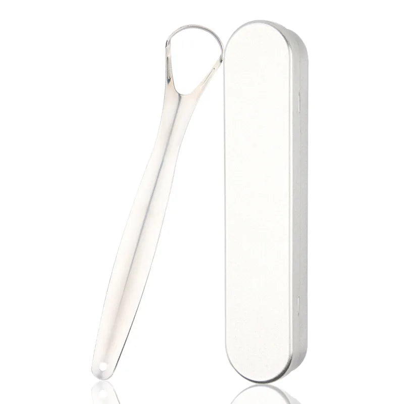 1/2Pcs Stainless Steel Tongue Scraper Adult Oral Hygiene Tongue Coating Brush With Packing Case Mouth Bad Breath Remover Cleaner