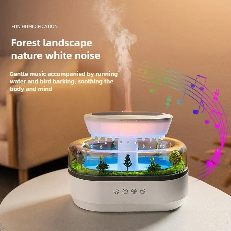 Rain Cloud Air Humidifier Water Drip Micro Landscape Essential Oil Diffuser with 7 Night Light Cool Mist Humidifier for Bedroom