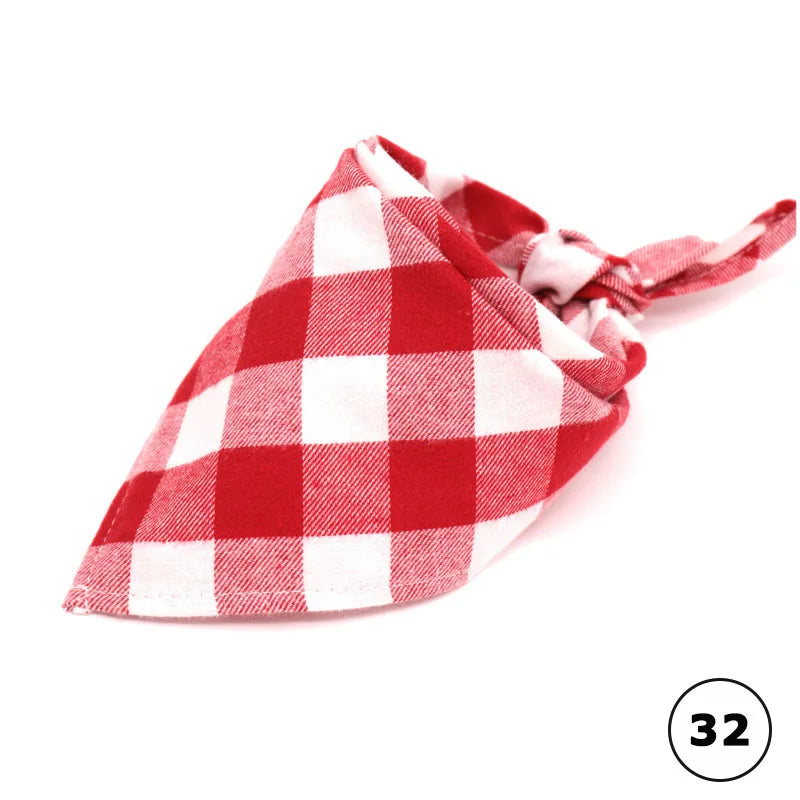 Plaid Cat Dog Bandana Pet Puppy Soft Cotton Bandanas Handkerchiefs Scarfs Triangular Bandages Accessories for Kittens Puppies
