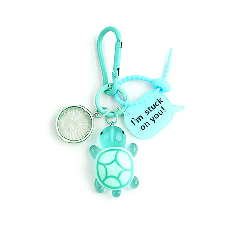Creative Candy Color Flower Heart Pendant Keychain Cute Small Flower Key Ring Bag Pendant Accessories Luminous Turtle Pendant