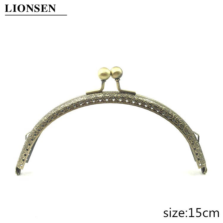 LIONSEN 6.5/7.5/8.5/10.5/12.5/15/20cm DIY Metal semicirc Frame Purse Handle Coin Bags Metal Kiss Clasp Lock Frame Accessories