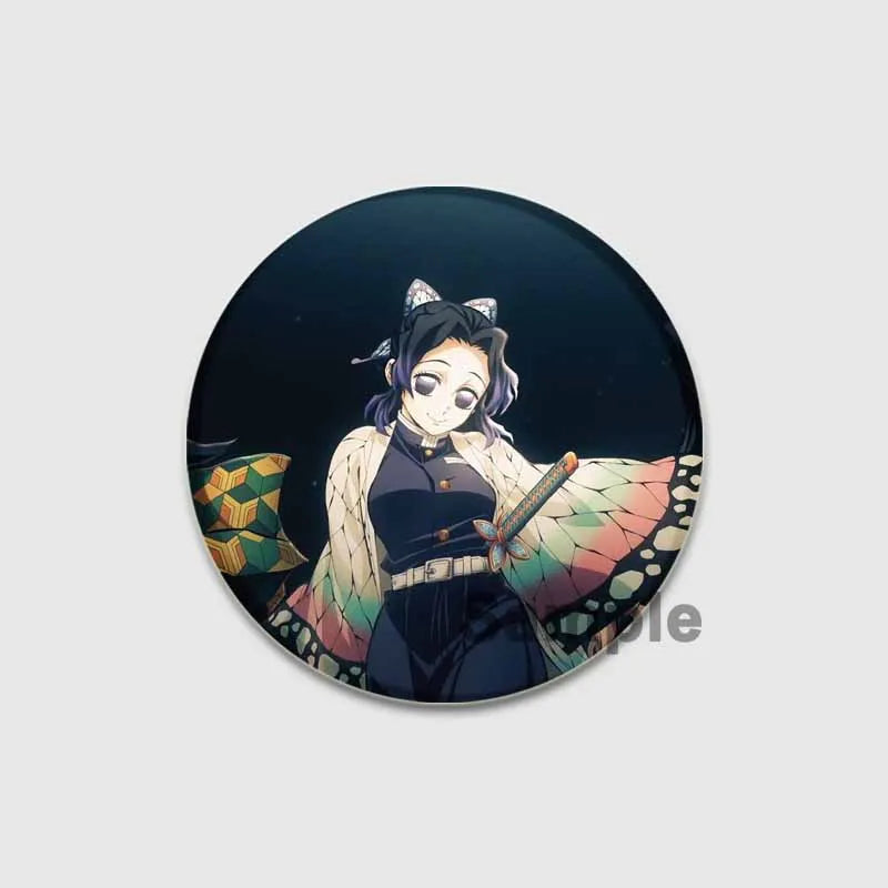 58/32/44mm Anime Demon Slayer Round Brooches Cartoon Lapel Pins Cosplay Badges Backpack Clothes Bag Jewelry Accessories Gifts