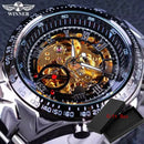 Winner Classic Series Golden Movement Steel Mens Skeleton Man Wrist Watch Mechanical Top Brand Luxury Fashion Automatic Watches