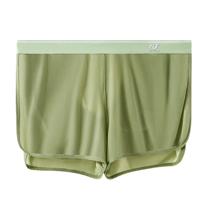Cool and Breathable Men's Ice Silk Casual Shorts Open Side  for Summer Homewear Arrow Shorts