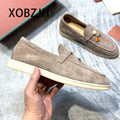 2025 Loafers Summer Walk Shoes Moccasines Suede Women Spring Autumn Fashion CausaleLeather Metal Pendant Flat Lazy SlipOn Shoes