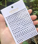 Newest Black Numbers English Letter Design 3d Self Adhesive Decal Slider DIY Decoration Manicure Tools Nail Sticker Accessories