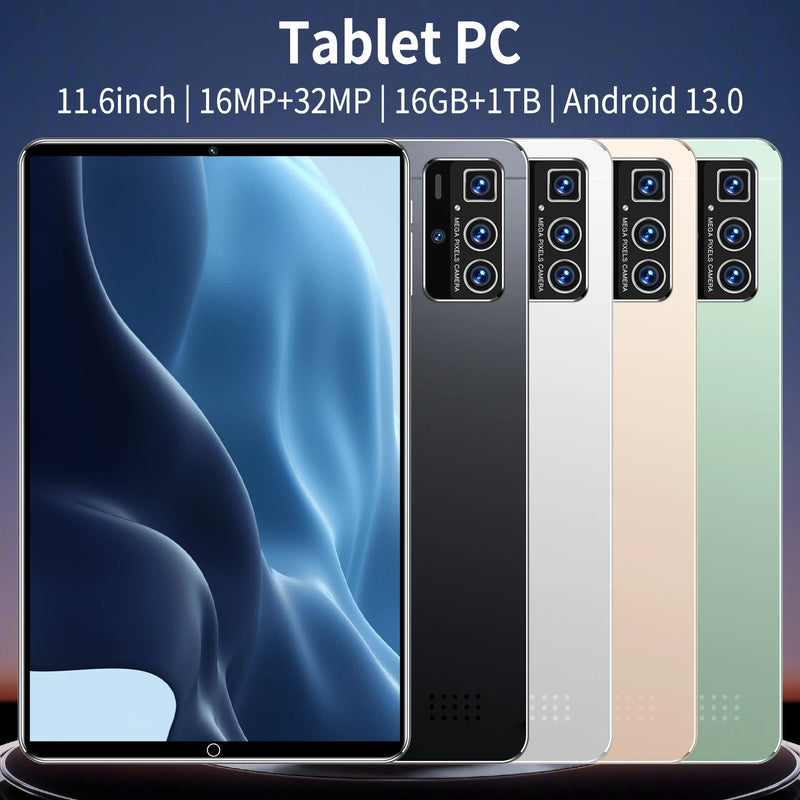 2024 NEW 11.6 Inch Original Tablet Android13 16GB Ram 1TB Rom Dual SIM 10 Core WPS GPS Bluetooth 5G Network Phone call Tablet PC