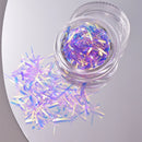 11pcs Aurora Glass Ice Cube Nail Foil Sticker 3D Glass Paper Nail Film Decals Rainbow Reflective Korean Style Nail Stickers