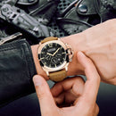 Automatic Watches for Men Mechanical Movement Genuine Brown Leather Multifunction Yellow Green Rose Gold Reloj Hombre Baratos