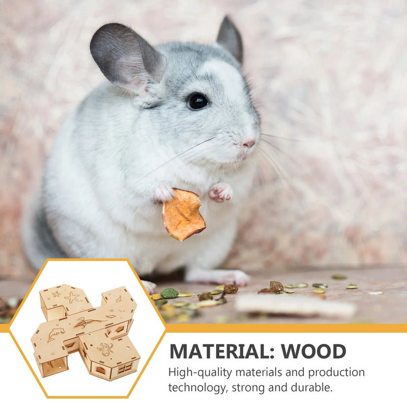 Hamster Tunnel Squirrel Toy Small Animals Labyrinth Mice Maze Chew Hamsters Cages Pet Wooden Hidden House Playing