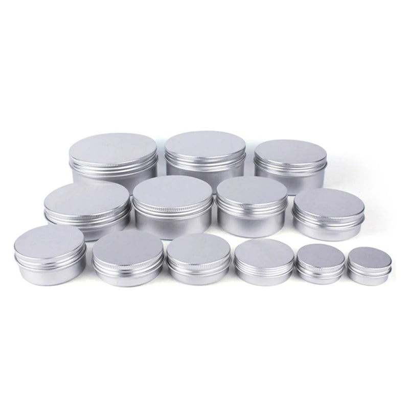 10pcs Aluminum Tin Metal Container 5g 10g 15g 20g 30g 50g 60g 100g Cosmetic Face Eye Cream Packing Empty Can Lip Balm Candle Jar