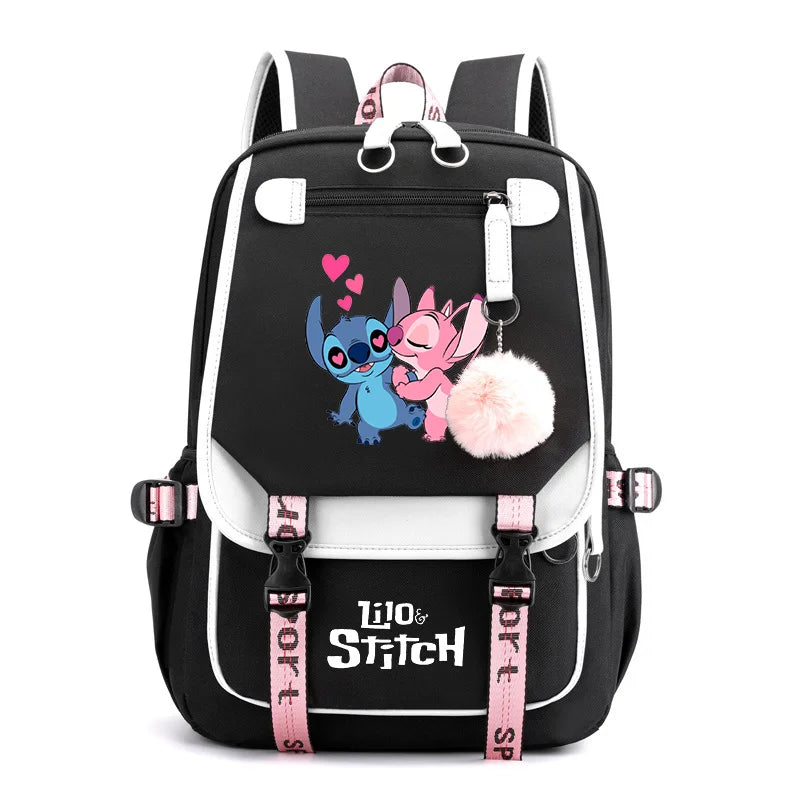 Disney Lilo Stitch Backpacks Teenager USB Charging Laptop Backpack Women Men Rucksack Travel Bag Mochila