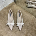 Bow Pointed Single Shoes Women's Flat Ballet Women's Shoes Spring 2022 New Versatile Soft Sole Bridesmaid Shoes Large Size 46