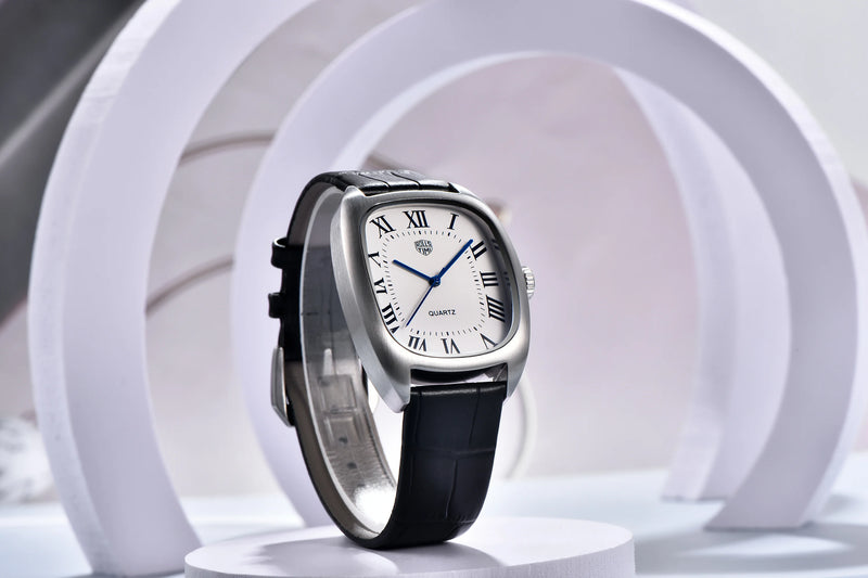 Rolls Timi New Brand Square Dial Quartz Men's watches 50M Waterproof Business Genuine Leather Man watch Japan VH31 Luxury Watch