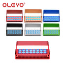 OLEVO Aluminum Dental Burs Holder Sterilizer Case Drills Block for High/Low Speed Bur Organizer Box With Silicone Autoclavable