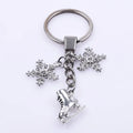 Punk Rainbow Figure Skating Snowflake Keychain for Jewelry Accessories Metal Keyrings Bag Car Key Alloy Pendant Trendy Trinket