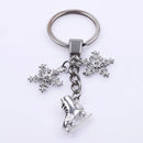 Punk Rainbow Figure Skating Snowflake Keychain for Jewelry Accessories Metal Keyrings Bag Car Key Alloy Pendant Trendy Trinket