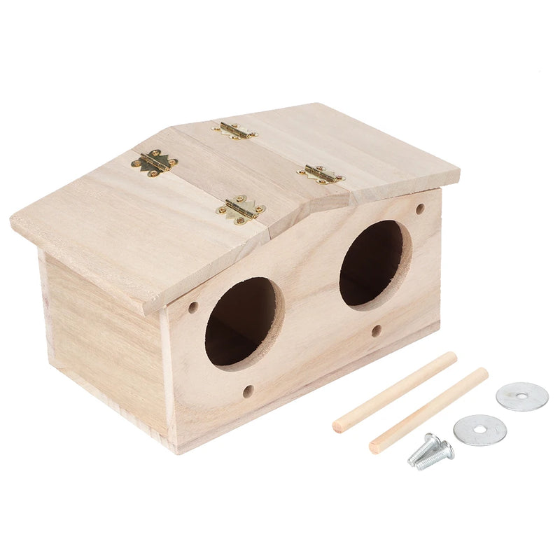 Bird House Bird Nests Wooden Bird House Wooden Pet Bird Nests House Breeding Box Cage Birdhouse Accessories for Parrots Swallows