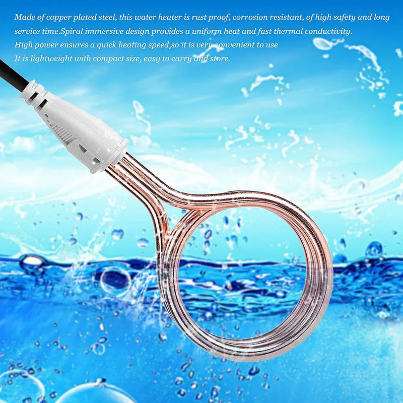 220V 1800W Electric Immersion Water Liquids Heater Portable Boiler for Home Travel Hot Heater