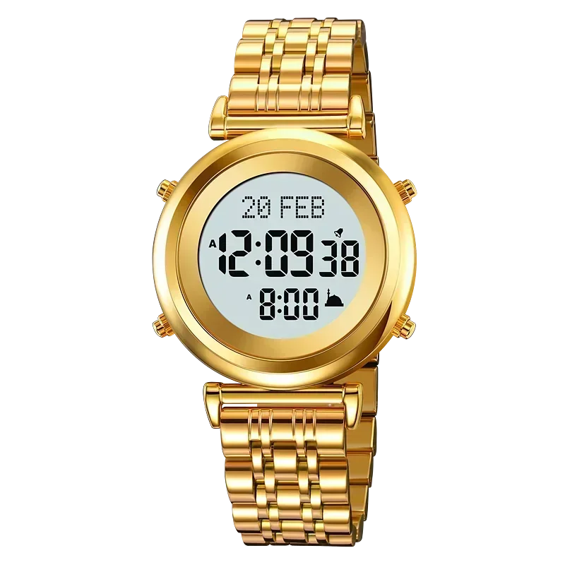 SKMEI 2139 Steel Muslim Azan Digital Watch Mens Back Light Waterproof  Wristwatch Prayer Qibla Compass Alarm Clock watch 1861