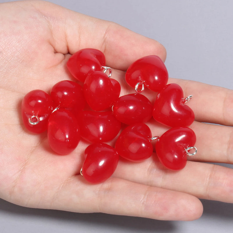 10pcs/lot Mixed Cute Resin Heart charms pendants for bracelets necklace earrings jewelry making diy Keychain parts 17.5x18mm