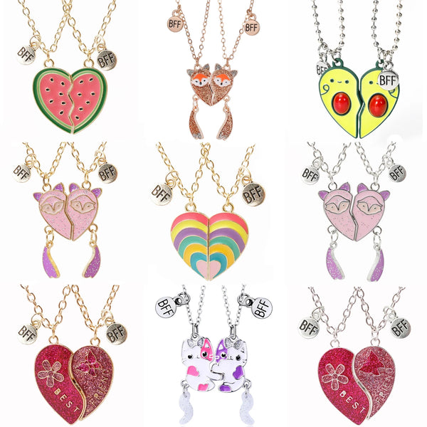 2 Pcs/Set Magnetism Best Friends Pendant Necklace for Women Rabbit Lover Broken Heart Clavicle Chain BFF Best Friends Jewelry