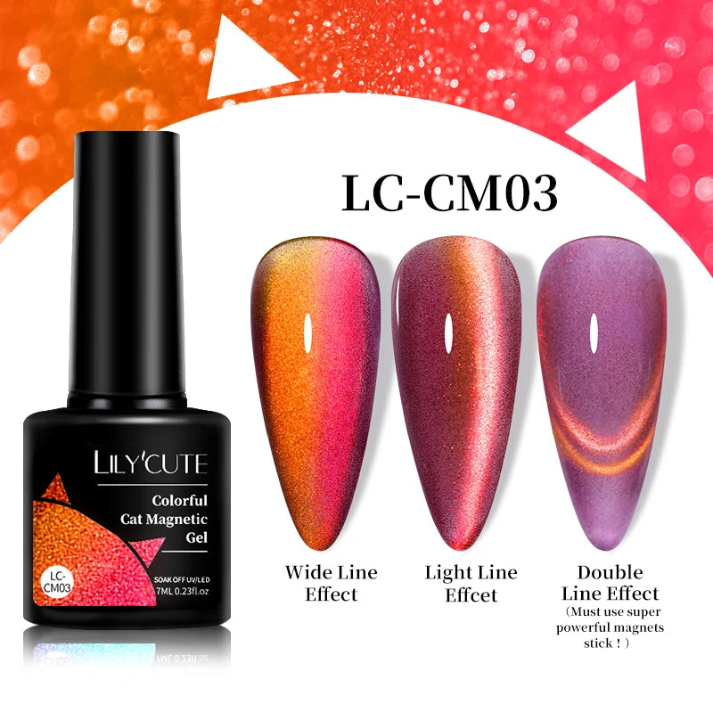 LILYCUTE 7ML 9D Cat Magnetic Gel Polish Set Semi Permanent Soak Off UV LED Glitter Nails Magnet Stick Black Gel Needed