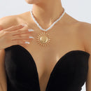 Bohemia Sexy Sunflower Pendant Necklace For Women Clavicular Chain Fashion Spicy Girl Metallic Feeling Earrings Jewelry Sets