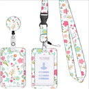 Staff Working Cards Holder with Retractable Long Lanyard and Badge Reel Flower ID Credit Cards Holder Cover for Woman Phone Rope