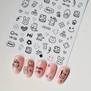 Laser Silver 3D Kawaii Cute Cat Nail Stickers Holographic Cartoon Puppy Dog Graffiti Design Sliders Decals Manicure Decoration