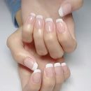 24pcs Wine Red Long Round Coffin Fake Nails With Glue Finished Art Full Cover Artificial Wearing False Nails Press On Nails Set