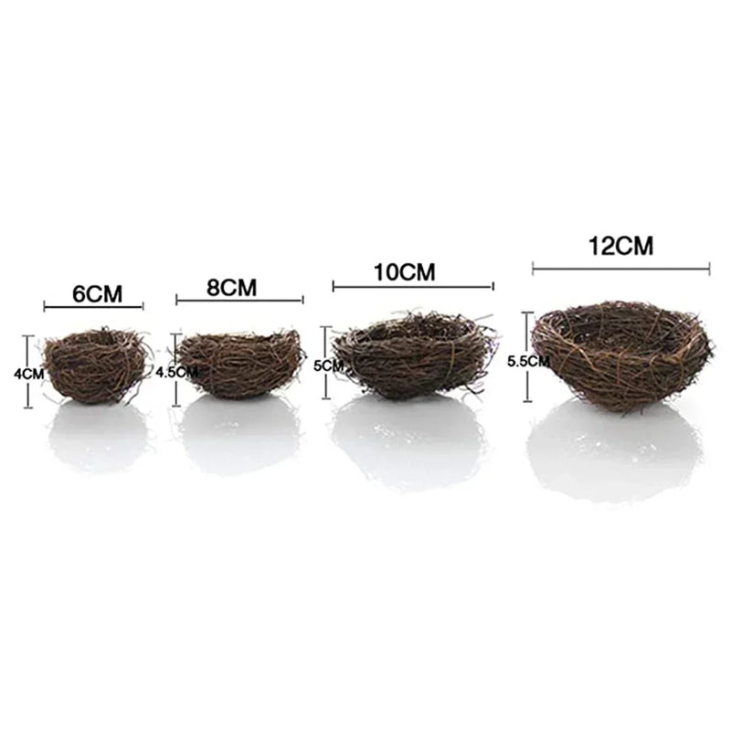 6-12cm Round Rattan Bird Nest Easter Decoration Bunny Eggs Artificial Vine Nest For Home Garden Decor Happy Easter Party Supply