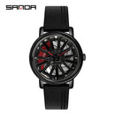 Hot Sell Fashion Men Quartz WristWatch Creative 360 Degree Rotating Car Wheel Quartz Watch Leather Waterproof Rim Hub Clock Men