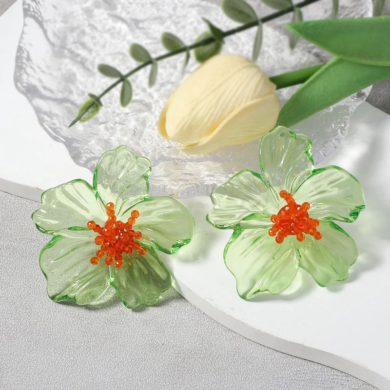 Exaggerated Trend Fashion Acrylic Transparent Flower Earrings
